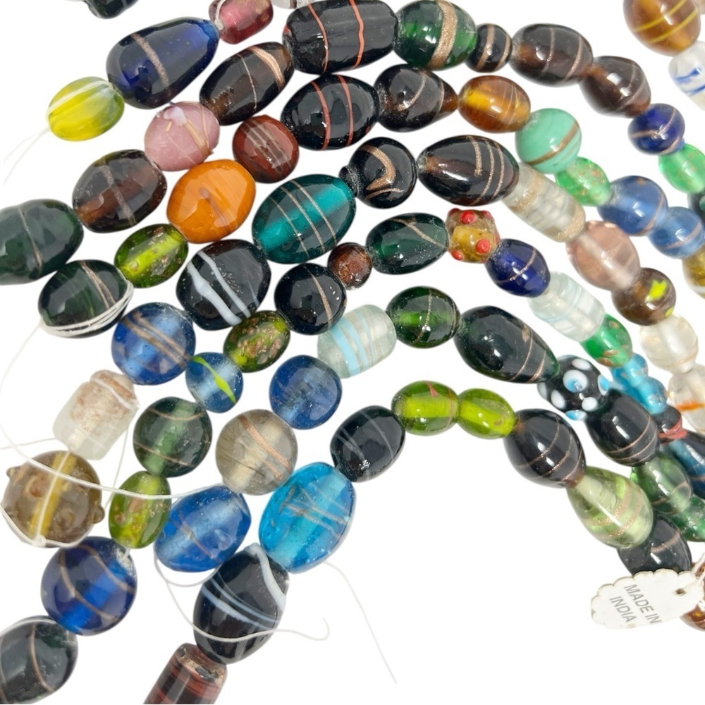 198 PCS ASSORT MIX COLOR GLASS BEADING BEADS 8 STRANDS - Picture 2 of 5